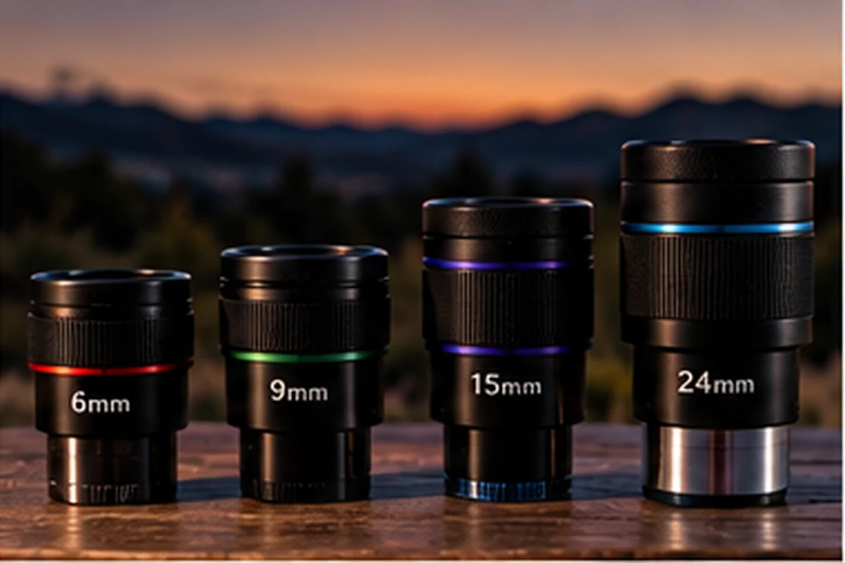 A set of telescope eyepieces, a popular gift for amateur astronomers